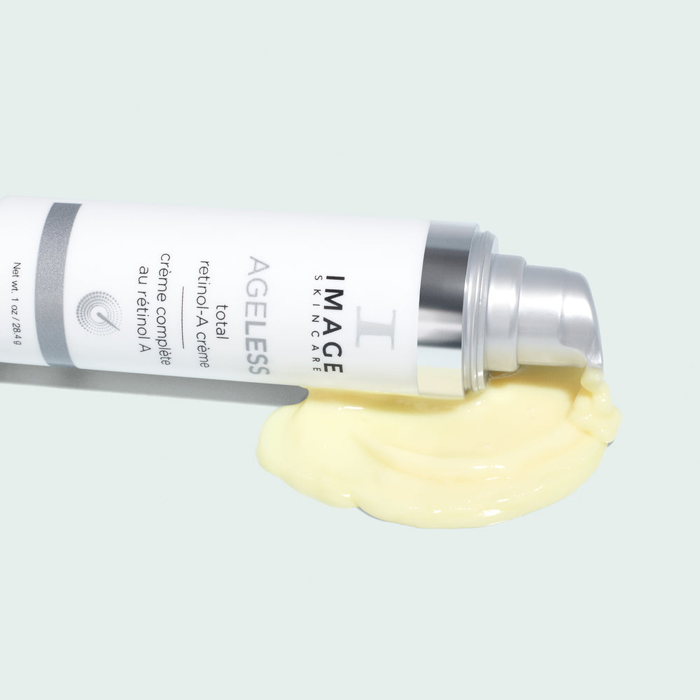 AGELESS Total Retinol-A Crème bottle with product swatch