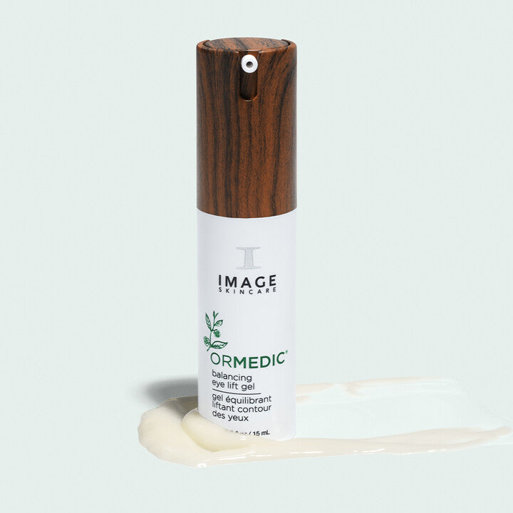 ORMEDIC Balancing Eye Lift Gel product shot with product swatch
